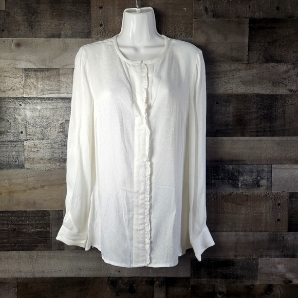 New 10 Crosby Derek Lam Bone Snake Satin TF92726SN Button-down Top - Picture 3 of 12